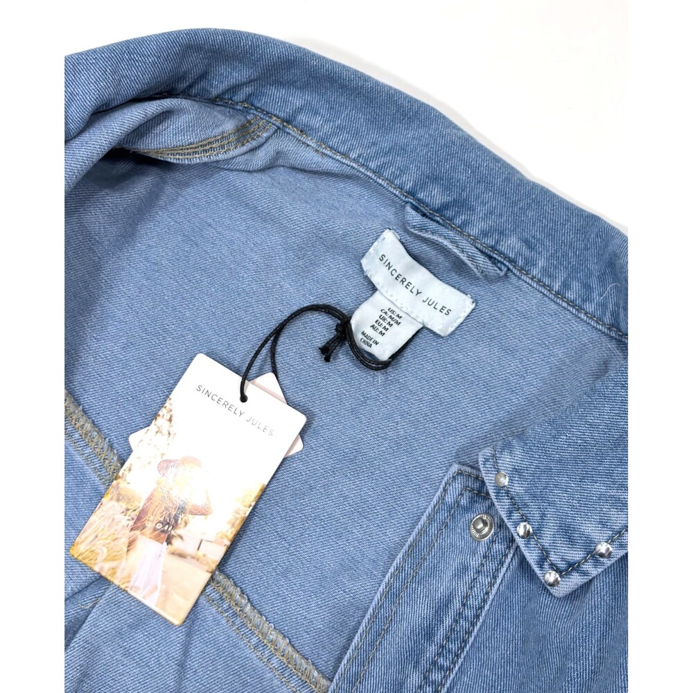 Sincerely Jules Denim Button Up Shirt Jacket Studded Western NWT - Medium - Picture 4 of 6